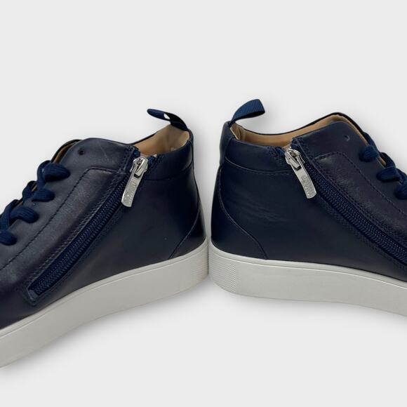 Fitflop Rally Leather High-Top Sneakers Navy Size 8 - Picture 4 of 9